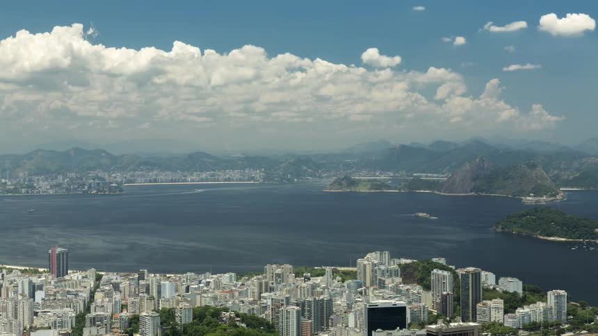 A timelapse shot of the bay in the city of Rio de Janeiro