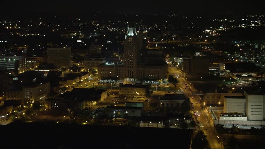 A stunning night aerial view of Camden County City Hall in New Jersey showcasing its grandeur and beauty