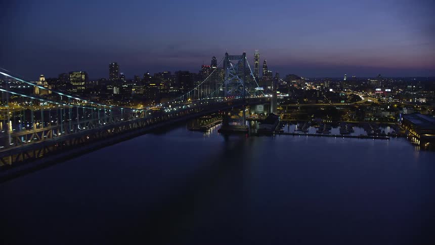 The sun is setting on the city