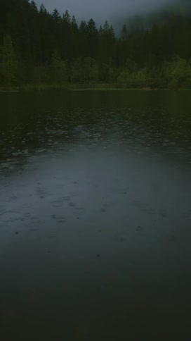 Rain falling on a lake