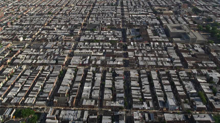 The city is full of buildings and homes