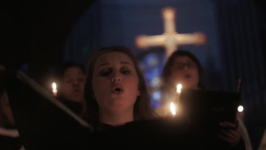 A choir is singing in church