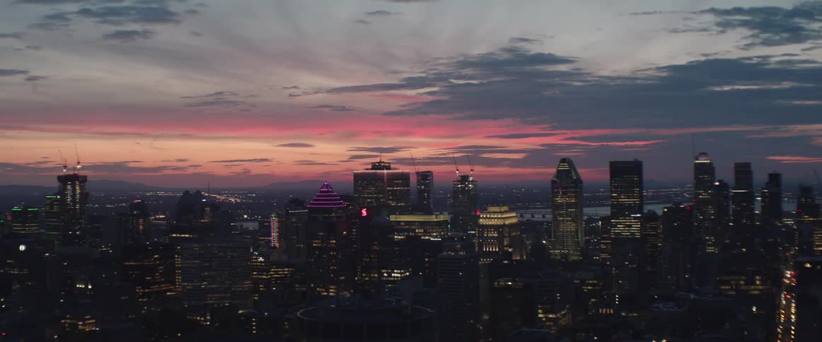 Timelapse of downtown Montreal skyline at sunrise