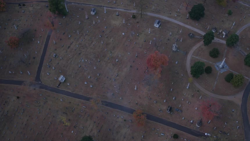 A cemetery during the fall