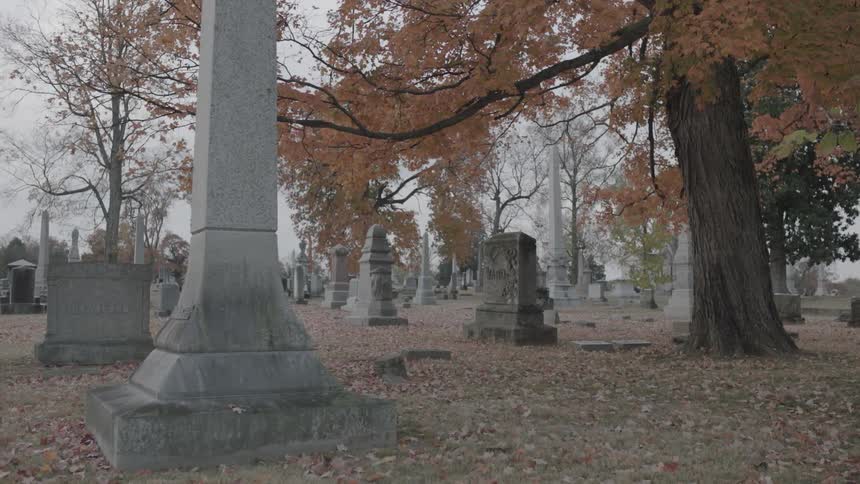 A cemetery on a fall day