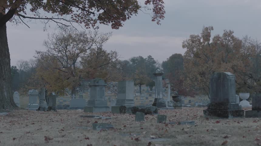 A cemetery near sunset