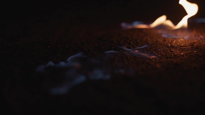 The fire moves on the ground