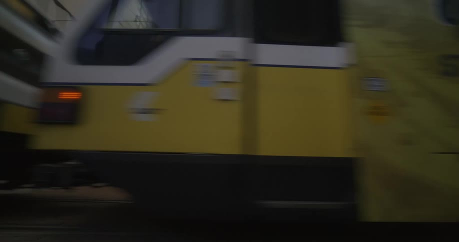 Dart blue line trains run in downtown district