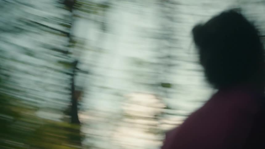 Woman jogging through a location