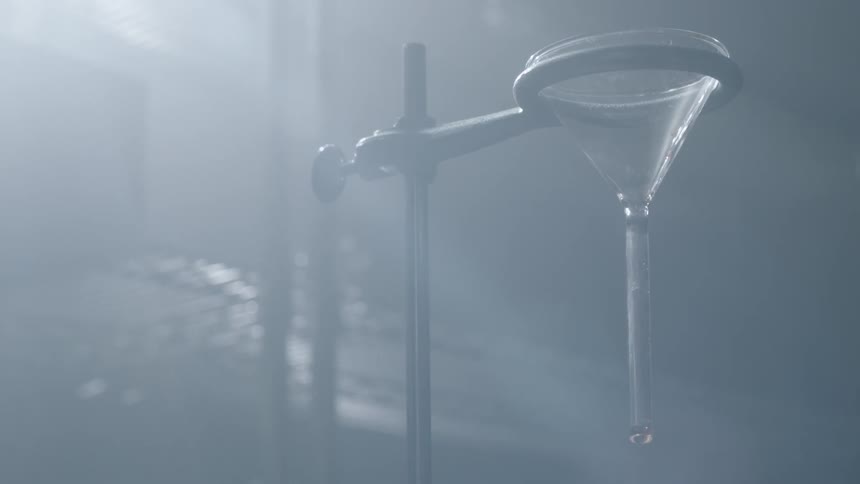 Light shines on lab equipment