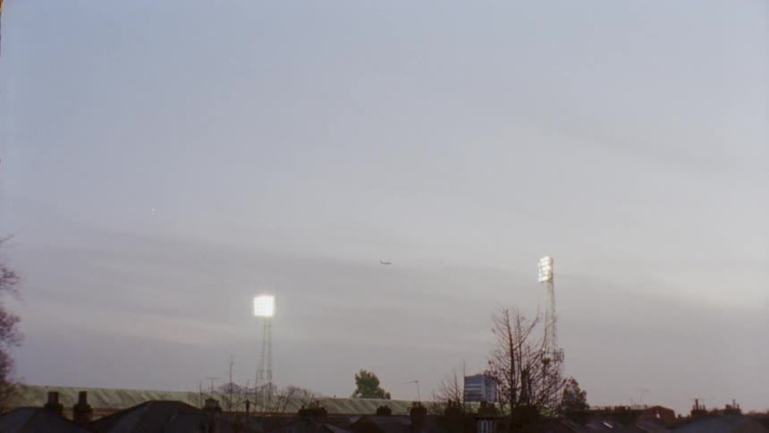 Brentford floodlights, Griffin Park winters evening - 16mm