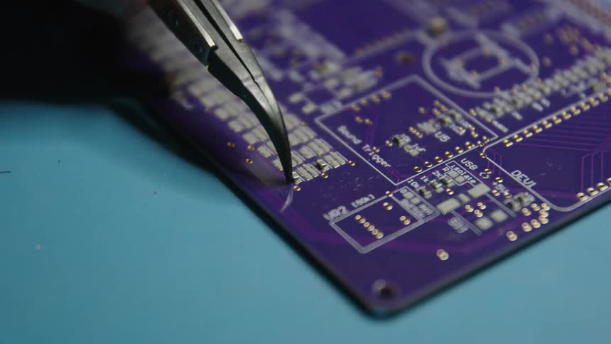 A person is working on a piece of computer hardware