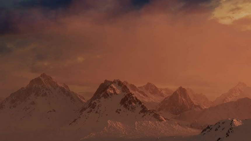A view of a timelapse of clouds over mountains