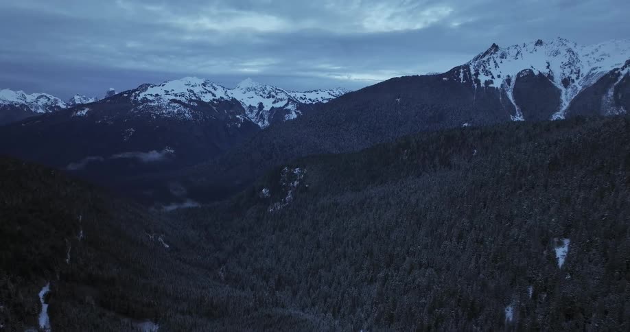 Light fog covers the mountains