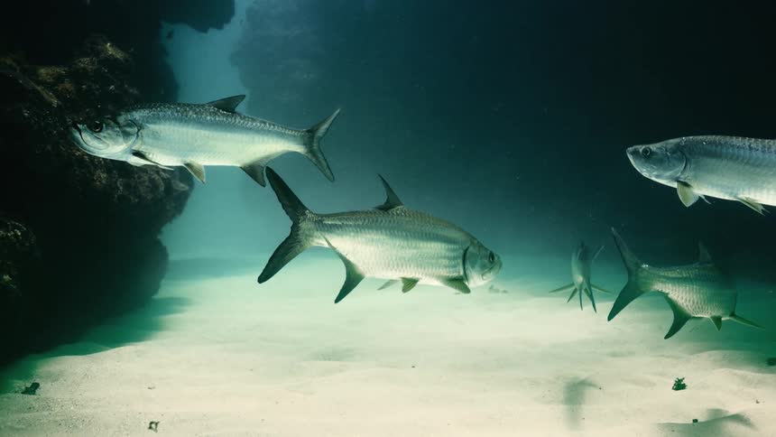 Fish swimming over a sandy seafloor