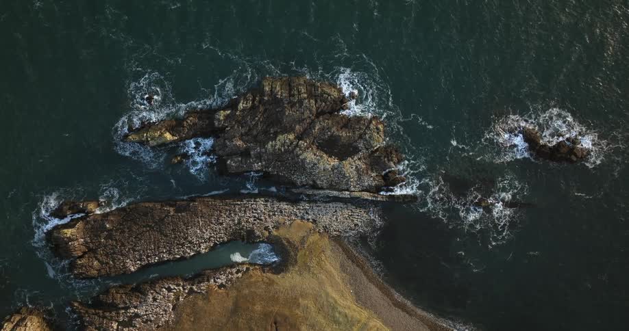 Aerial view of island and oceans are displayed
