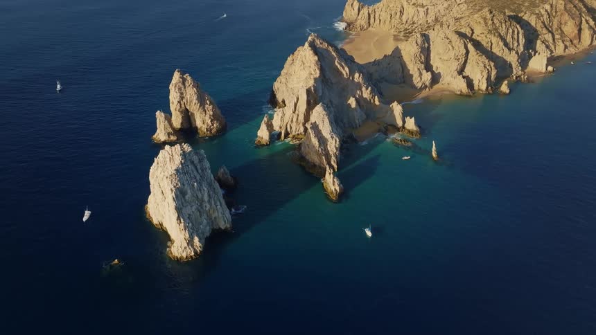 Aerial view of the arch of cabo san lucas