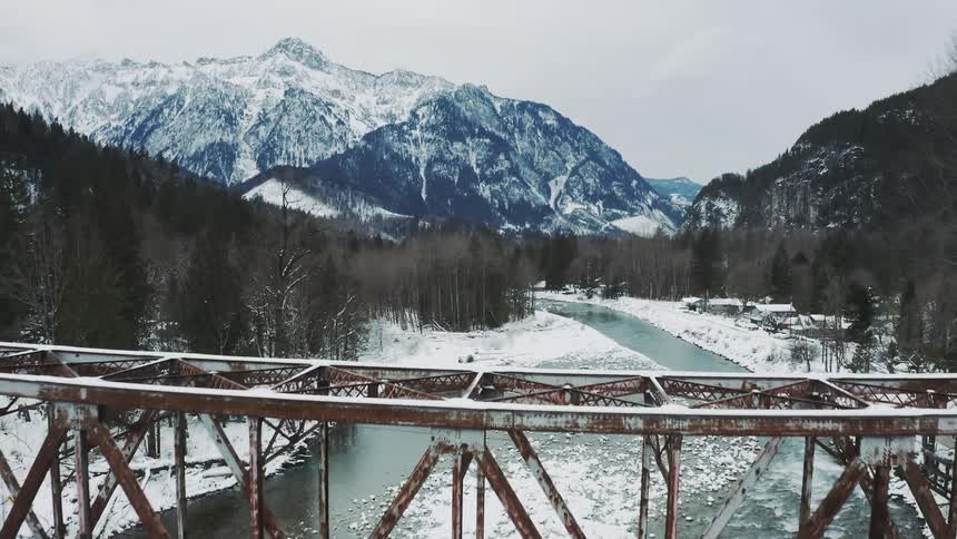 The stream leads to the mountains