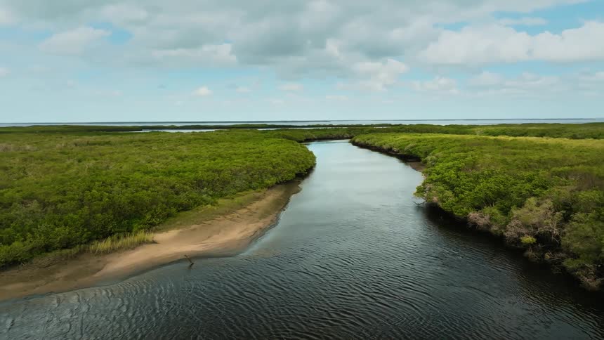 A river during the spring time is displayed