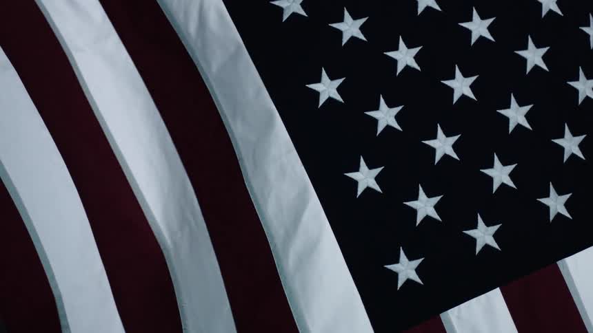 An american flag is hanging