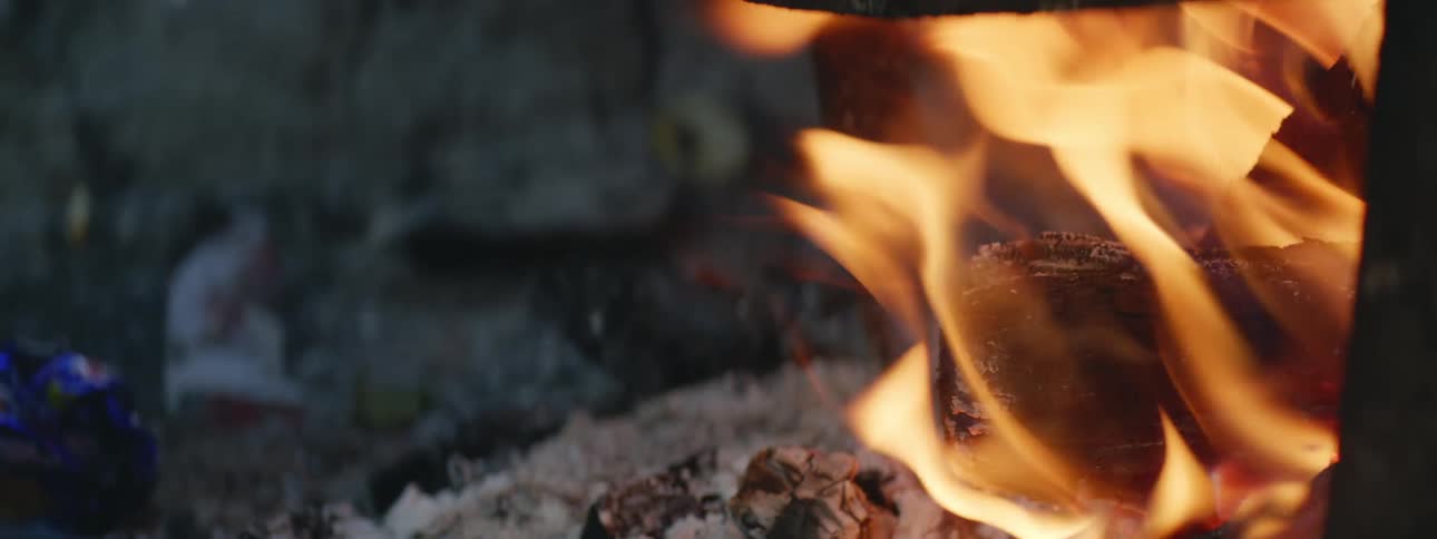 A view of a campfire burning