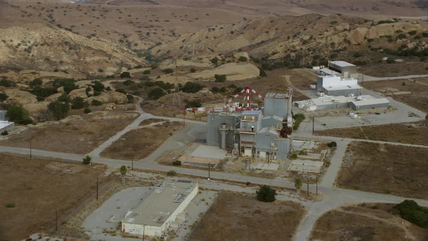 Approaching abandoned building at Rocketdyne aerospace testing facility in Brandeis California