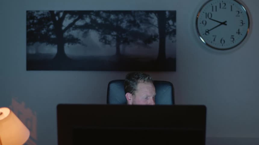 A man is sitting at his computer