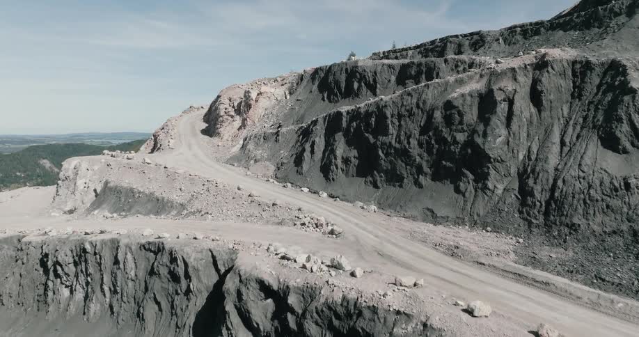 An aerial view of a mountain range