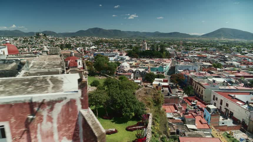 Aerial view of a city during the spring is displayed