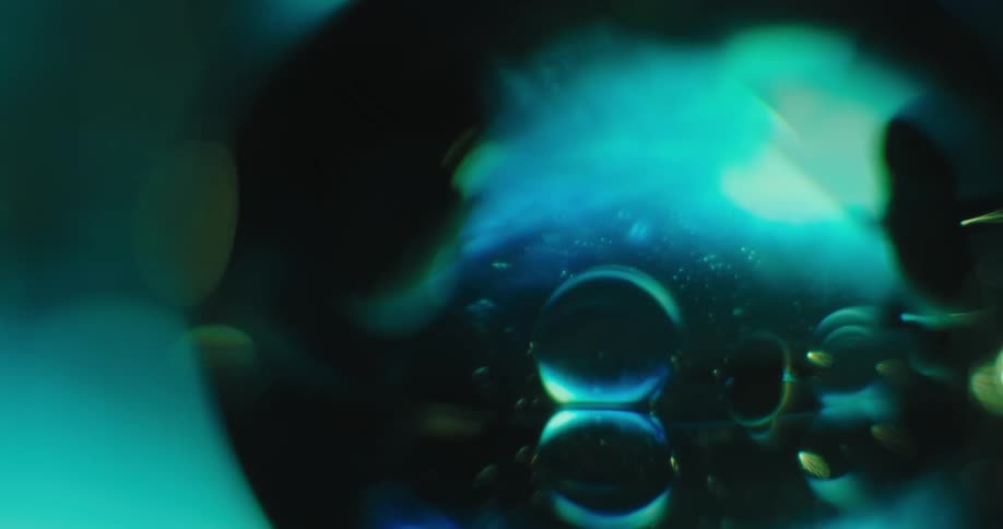 Blue and green abstract spherical shapes up close