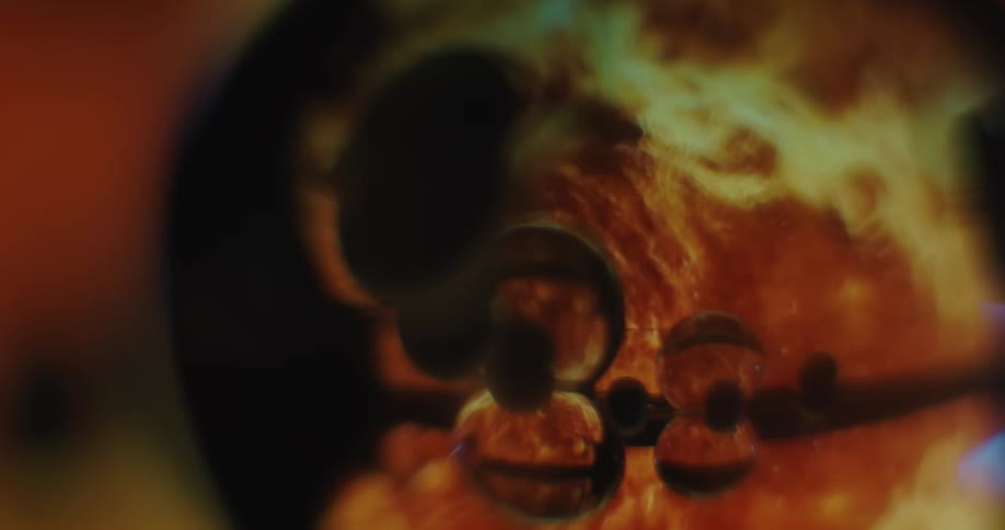 A viscous substance moves under a microscope