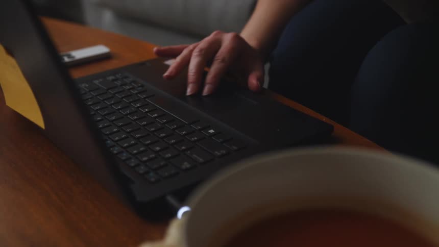 Someone is using there laptop and they are typing