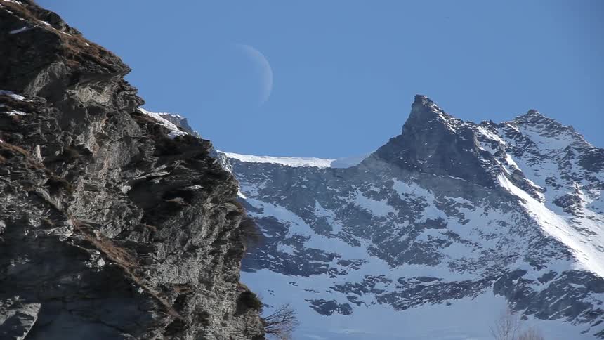Snow covered mountains on a sunny day