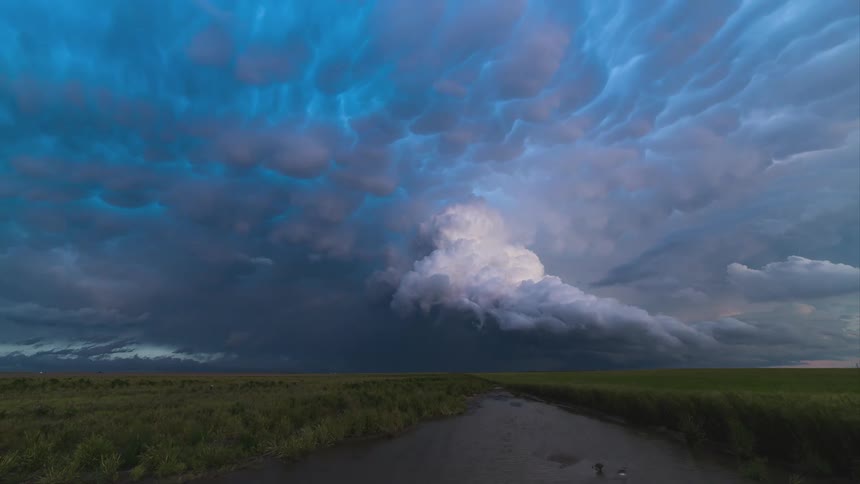 Clouds are rolling across the sky