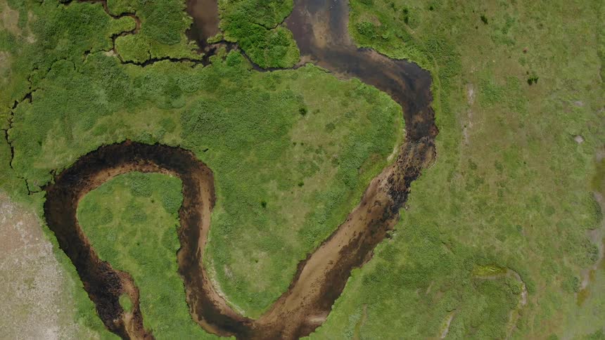 Aerial view of a landscape in spring is displayed