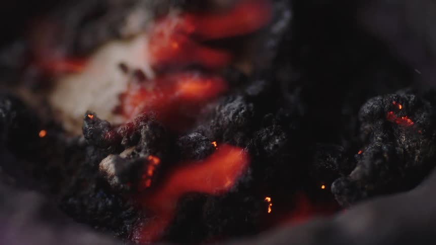 The fire is burning