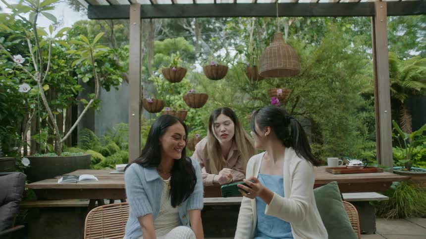 Friends are outdoors and taking pictures with there phone
