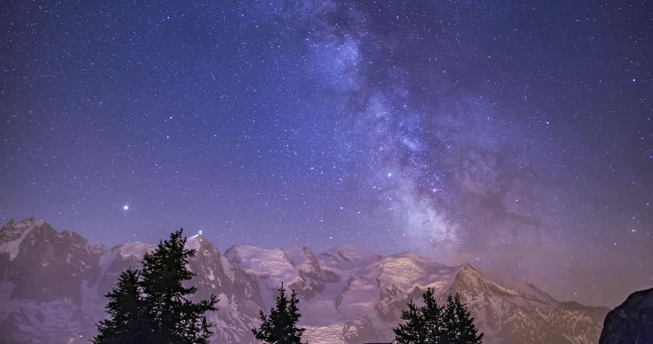 The view is of the galaxy at night time