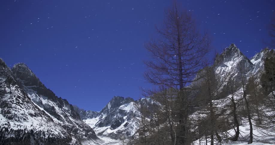 The stars move over the mountain