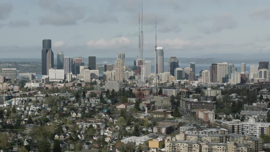 The city has many tall towers
