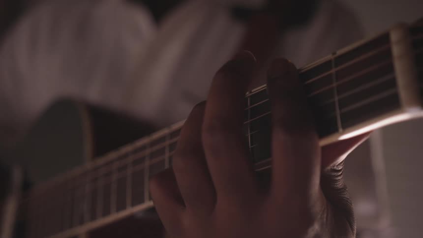 A person is playing a guitar