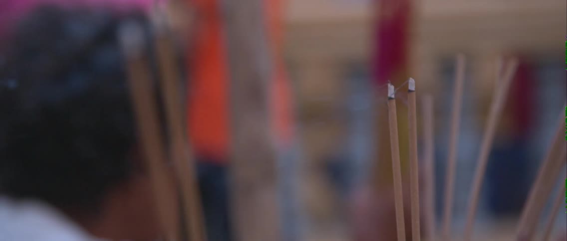 Incense is burning on a street