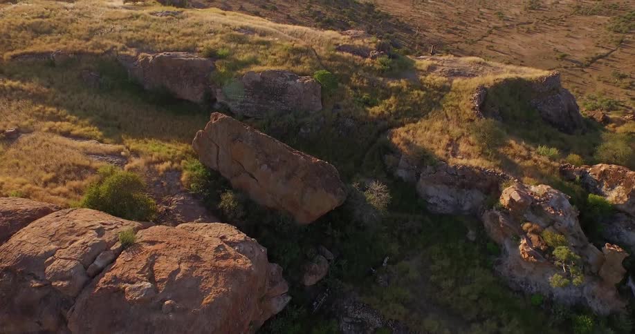 Aerial view of a sparsely grass covered area