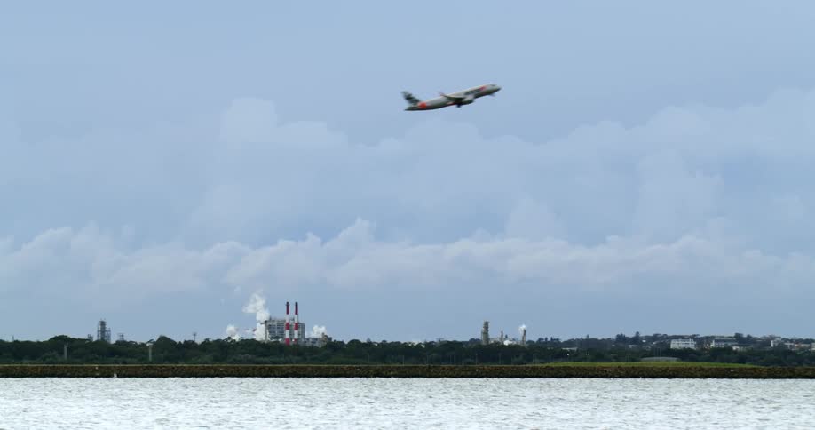 An airplane ascending into the sky