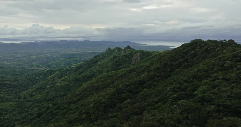 The mountains are covered with green