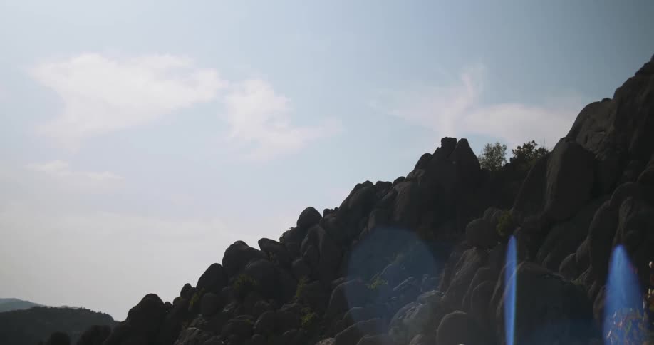 Rocks cover a mountainside