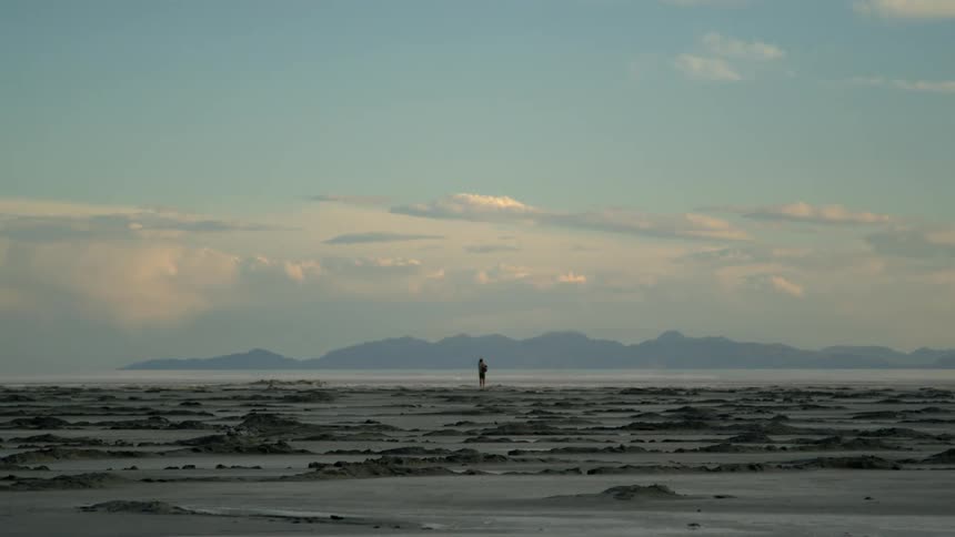 A person is standing on the field in the far distance