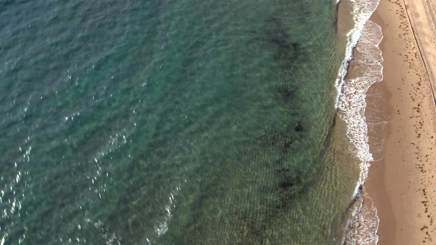 Birds eye view of a beach and ocean