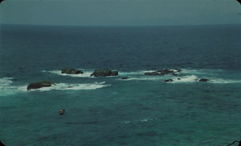 Aerial view of a person driving their boat on ocean water