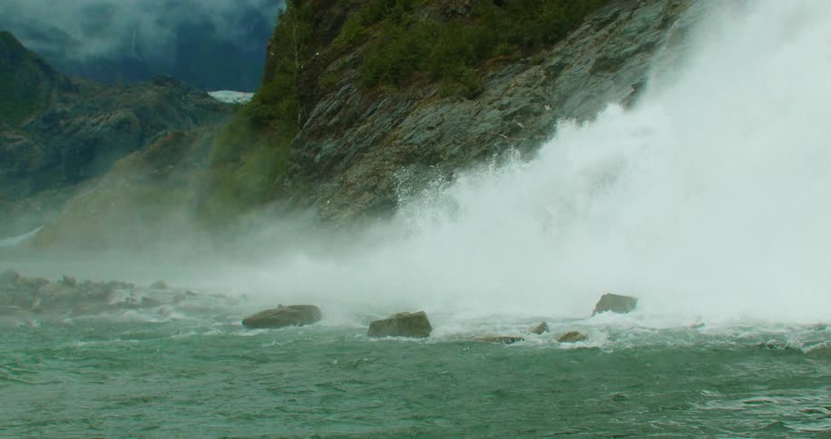 Landscape of waterfall cascading down